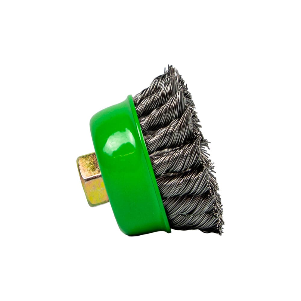 Cup Brush, Knotted, 2-3/4 in x .020 in x M10 x 1.25 Arbor